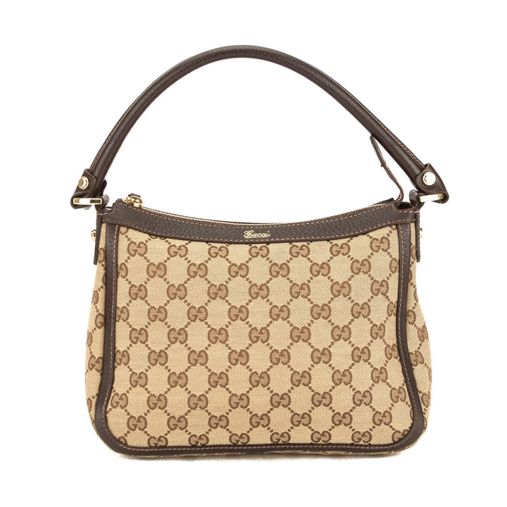 G*G Brown Leather GG Monogram Canvas Tote Bag (Pre Owned)