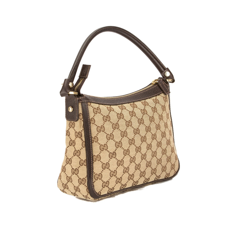 G*G Brown Leather GG Monogram Canvas Tote Bag (Pre Owned)