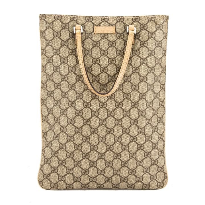 G*G Beige Leather GG Monogram Canvas Tote Bag (Pre Owned)