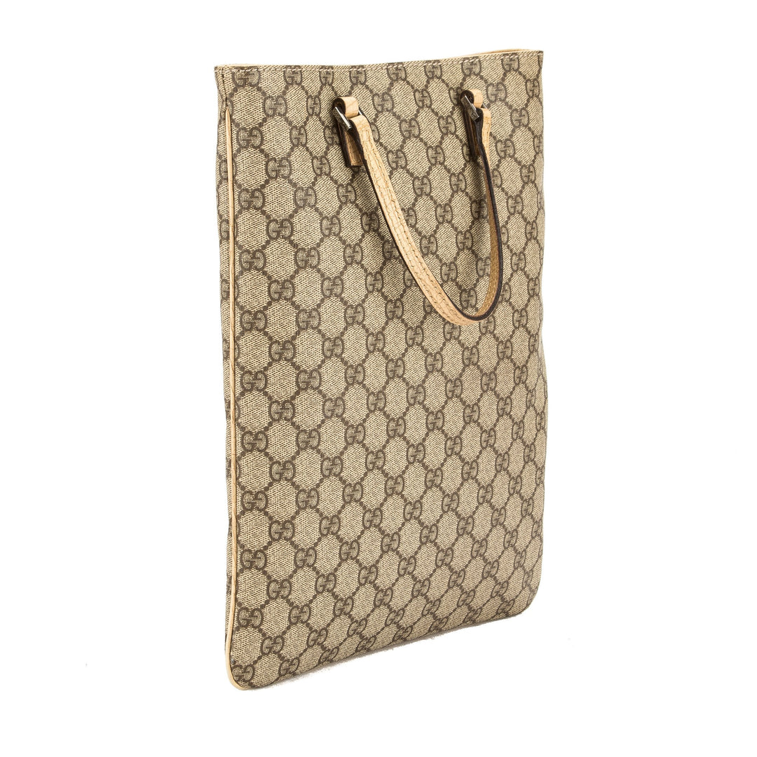 G*G Beige Leather GG Monogram Canvas Tote Bag (Pre Owned)