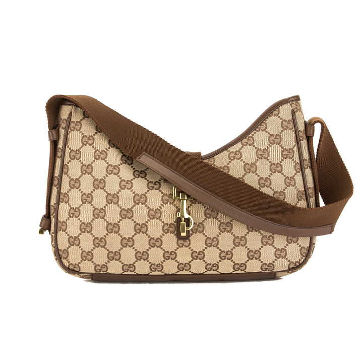 G*G Brown Leather GG Monogram Canvas Tote Bag (Pre Owned)