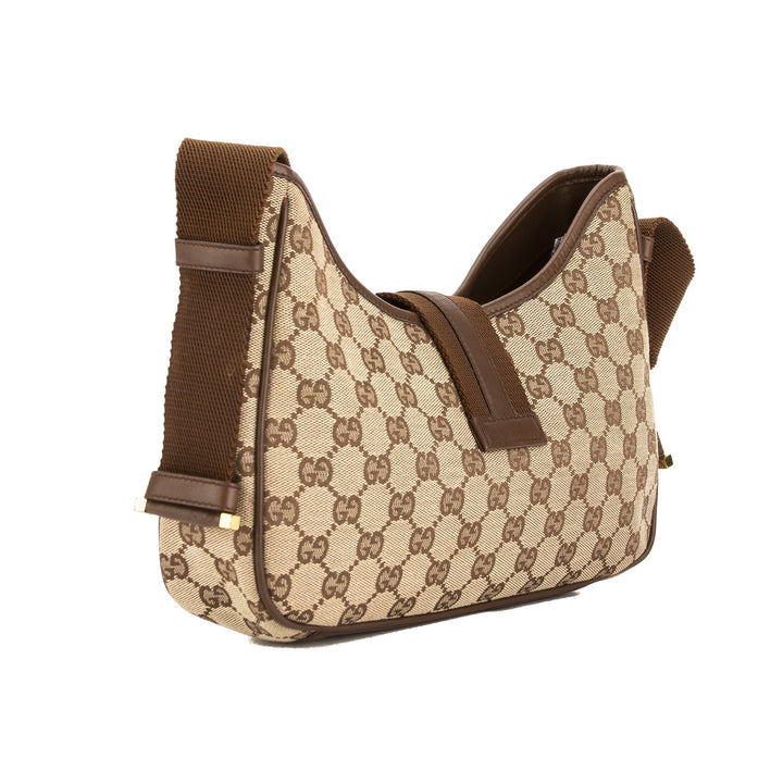 G*G Brown Leather GG Monogram Canvas Tote Bag (Pre Owned)