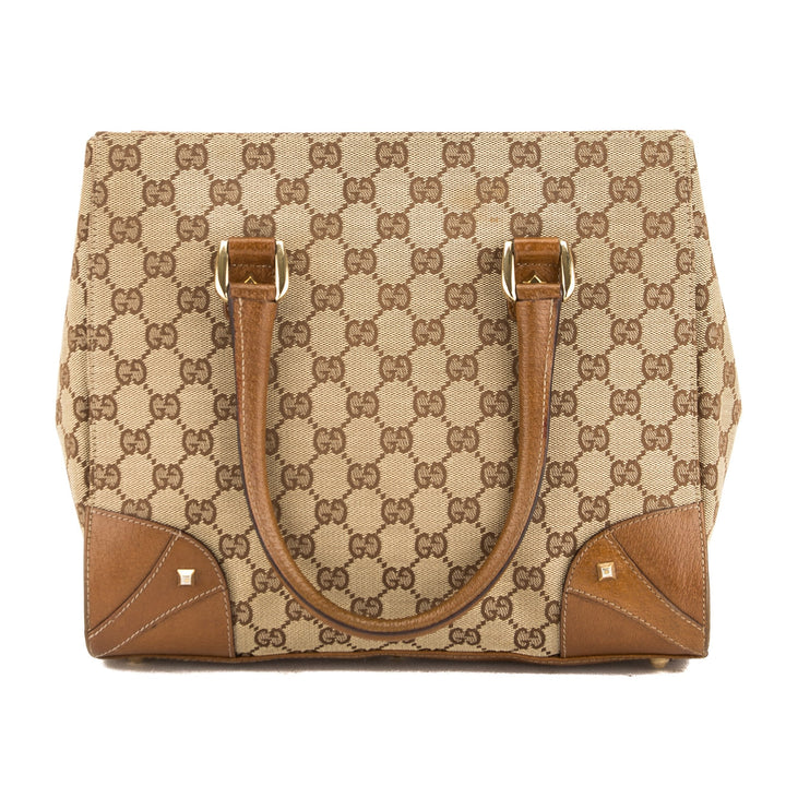 G*G Tan Leather GG Monogram Canvas G*Gsima Tote (Pre Owned)