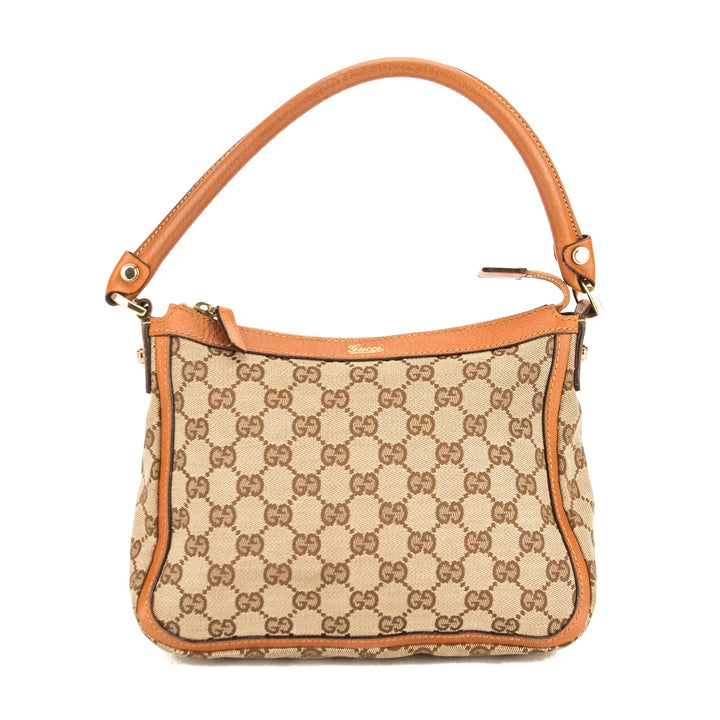 G*G Tan Leather GG Monogram Canvas Tote Bag (Pre Owned)