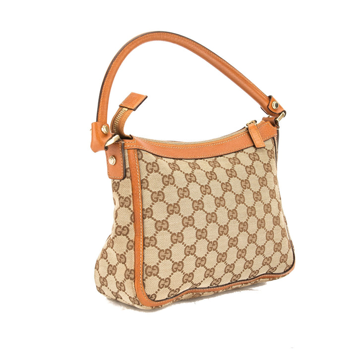 G*G Tan Leather GG Monogram Canvas Tote Bag (Pre Owned)