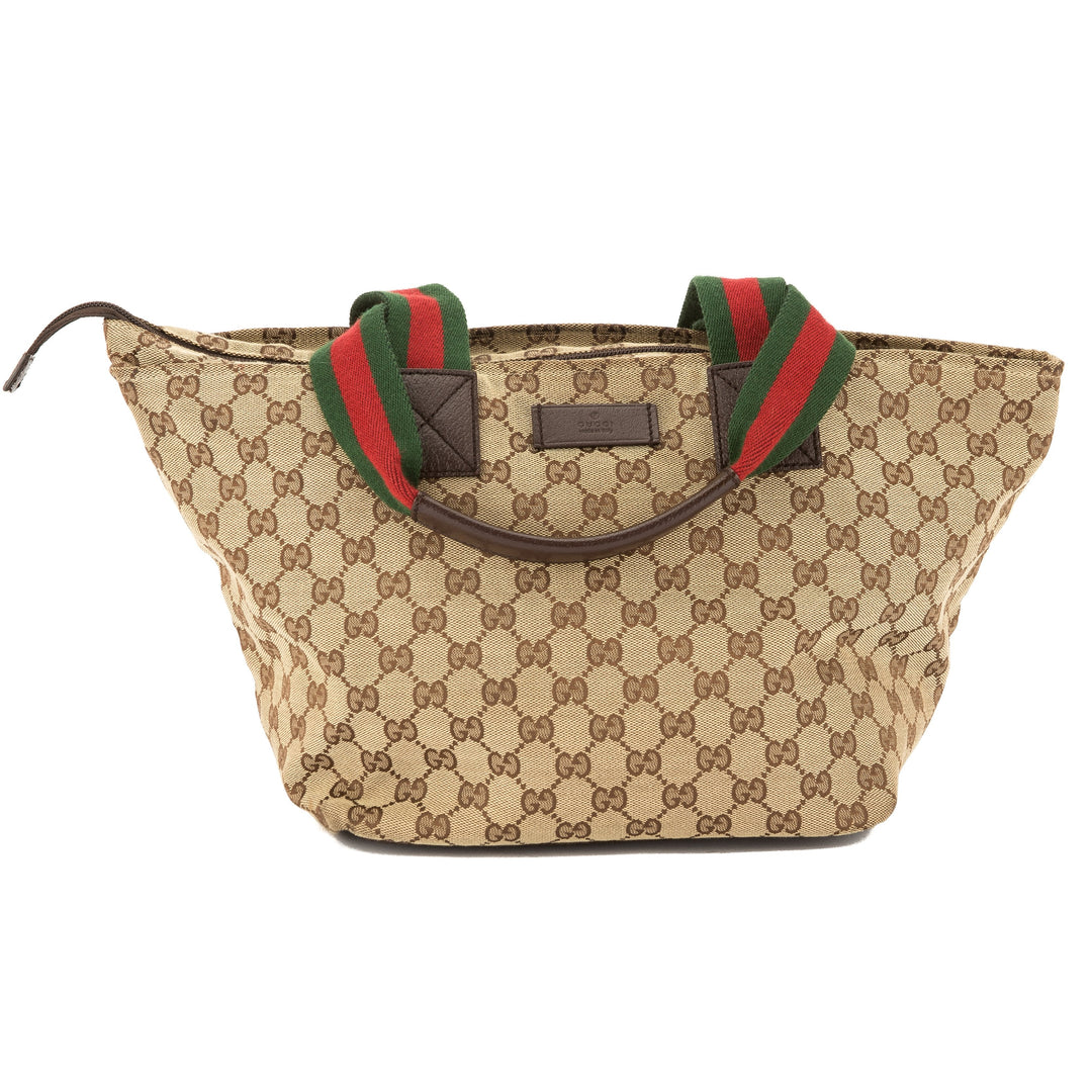 G*G GG Monogram Canvas Web Tote Bag (Pre Owned)