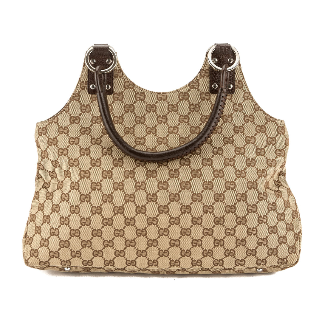 G*G Brown Leather GG Monogram Tote Bag (Pre Owned)