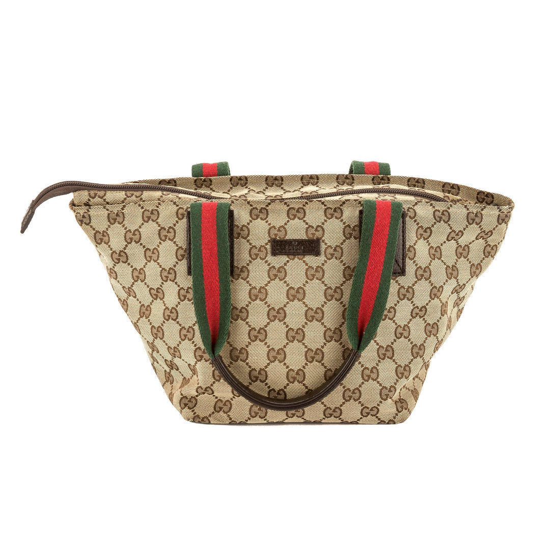 G*G GG Monogram Canvas Small Web Tote Bag (Pre Owned)