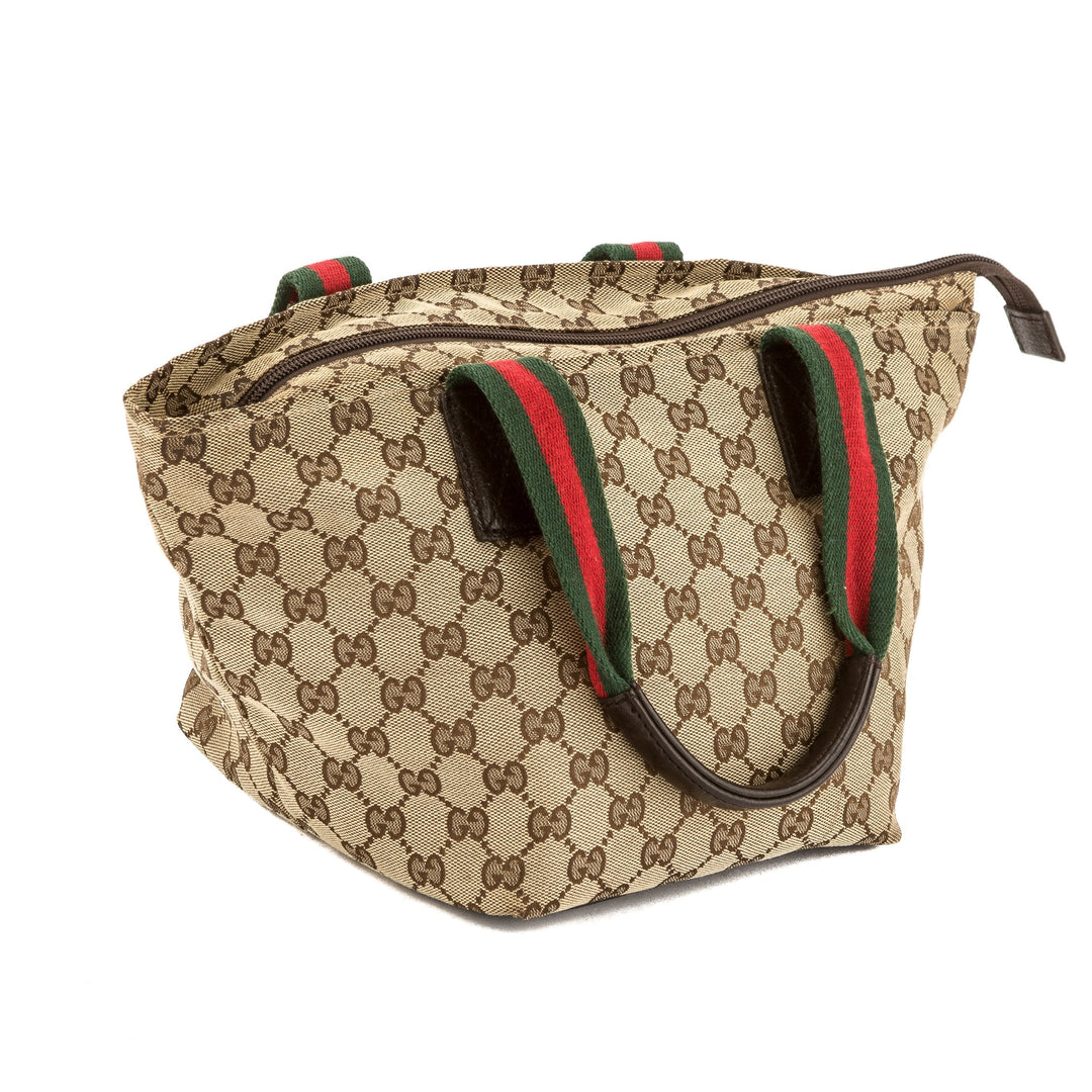 G*G GG Monogram Canvas Small Web Tote Bag (Pre Owned)