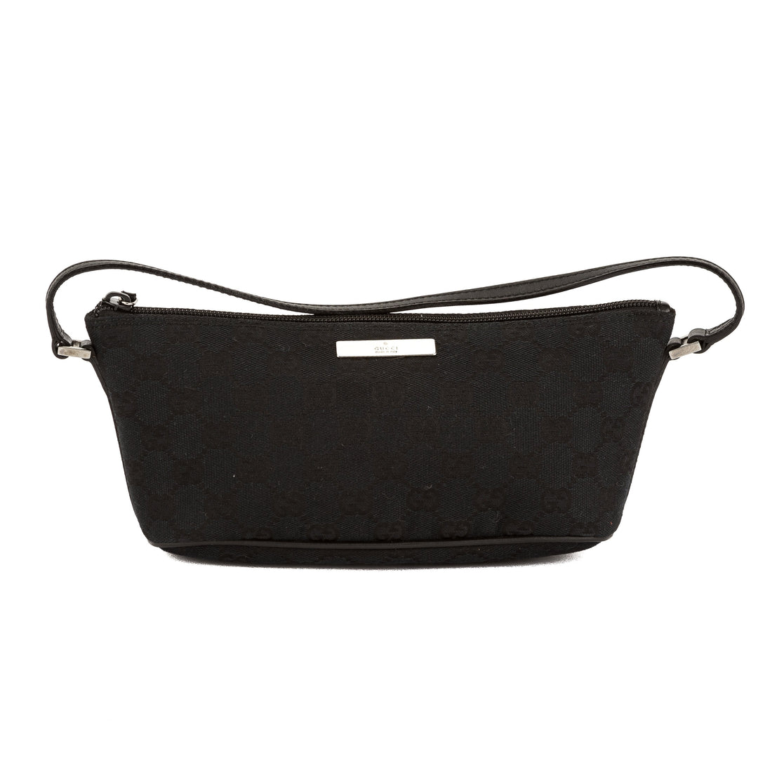 G*G Navy Leather GG Monogram Canvas Pochette Cosmetic Tote Bag (3721041)