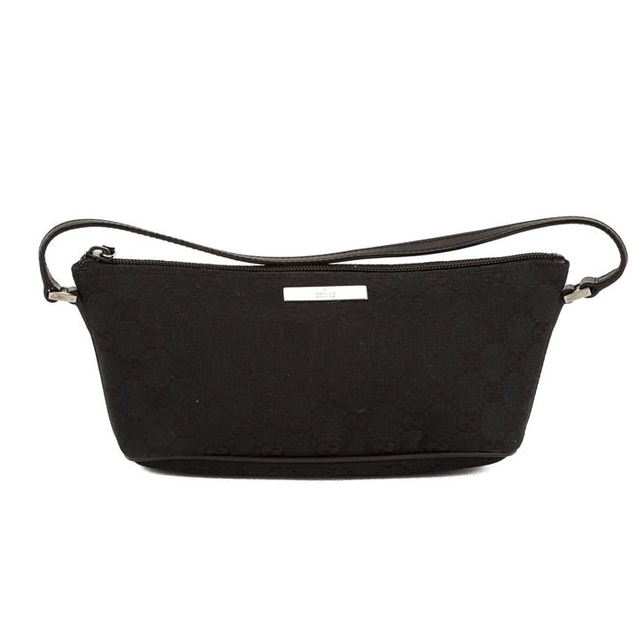 G*G Navy Leather GG Monogram Canvas Pochette Cosmetic Tote Bag (3721041)