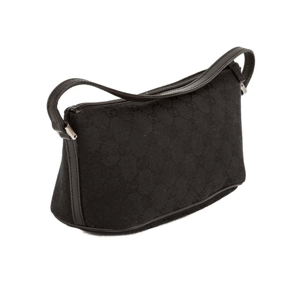 G*G Navy Leather GG Monogram Canvas Pochette Cosmetic Tote Bag (3721041)