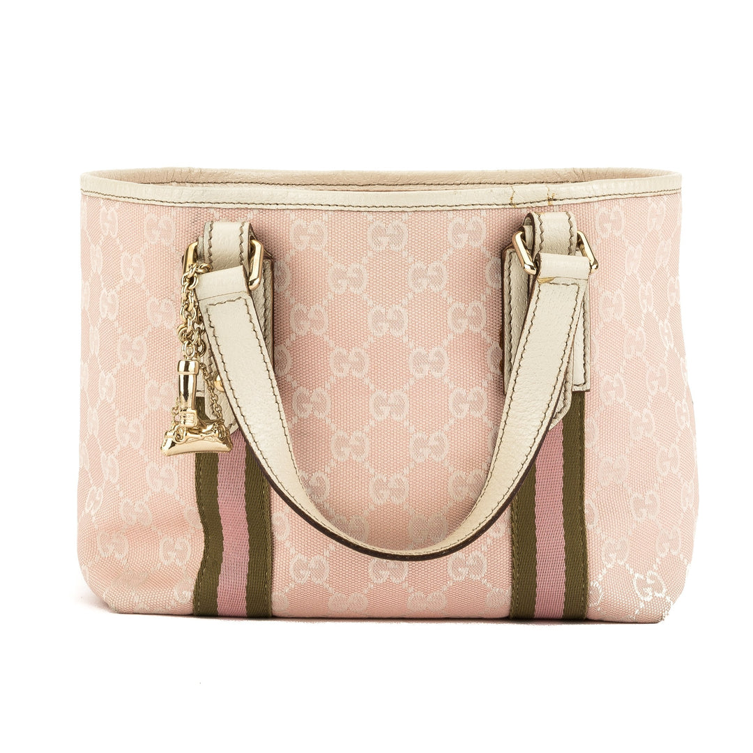 G*G White/Pink GG Monogram Canvas Small Jolicoeur Tote Bag (Pre Owned)