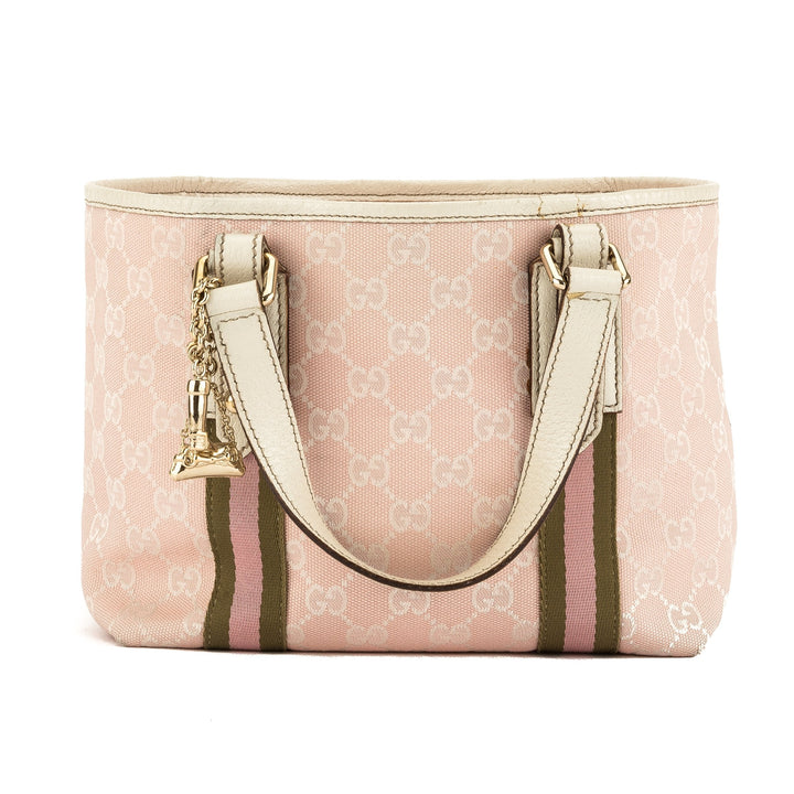 G*G White/Pink GG Monogram Canvas Small Jolicoeur Tote Bag (Pre Owned)