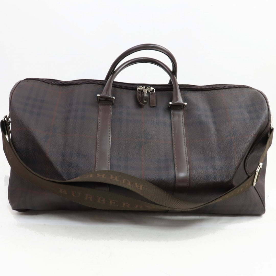 Indistinguishable  Burbe**y London Boston Bag Dark Brown PVC (SHC7-10900)
