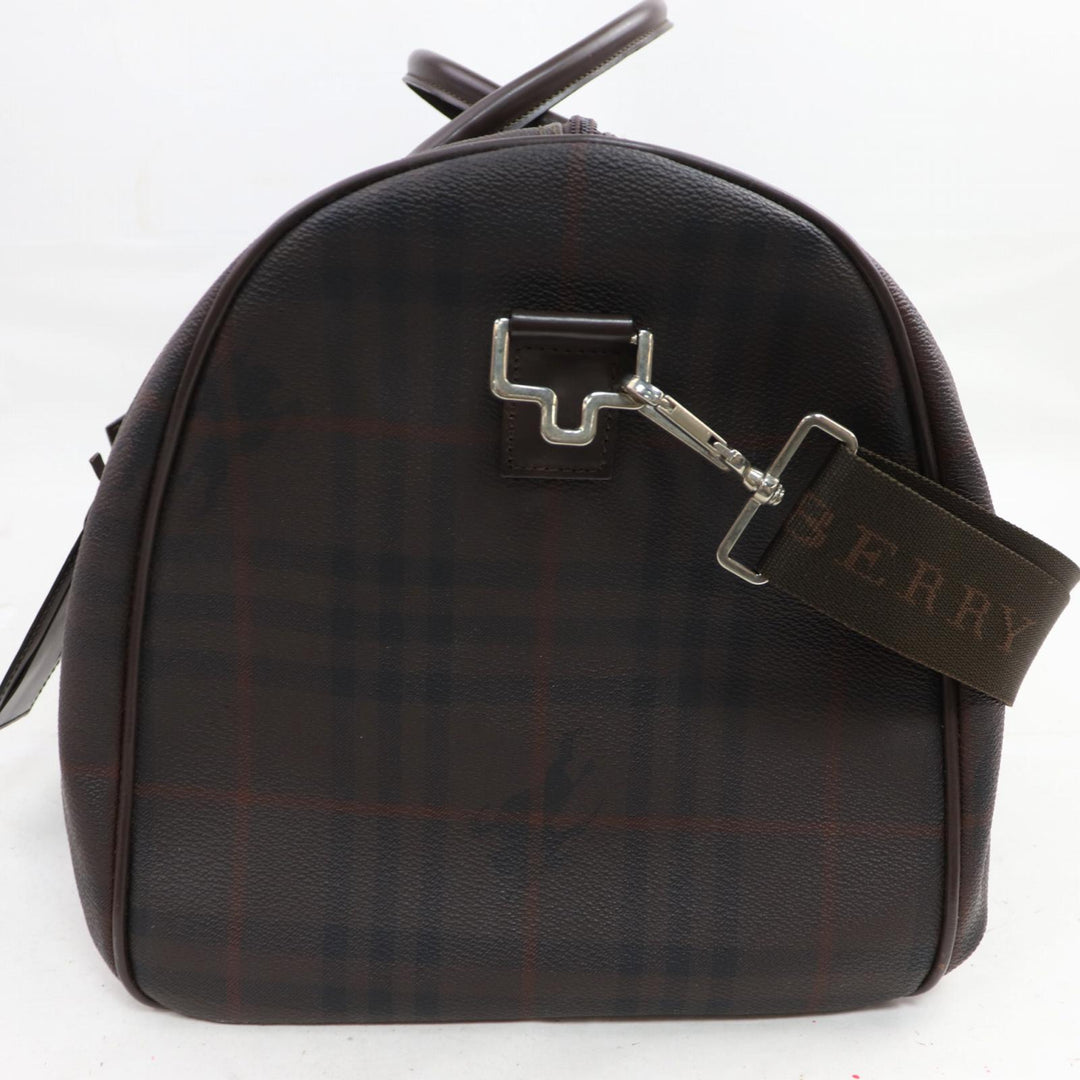 Indistinguishable  Burbe**y London Boston Bag Dark Brown PVC (SHC7-10900)