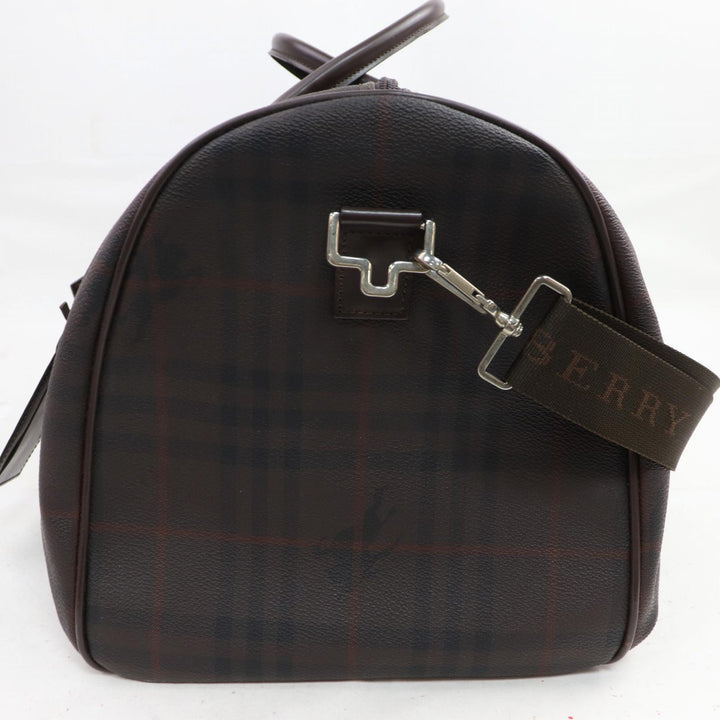 Indistinguishable  Burbe**y London Boston Bag Dark Brown PVC (SHC7-10900)