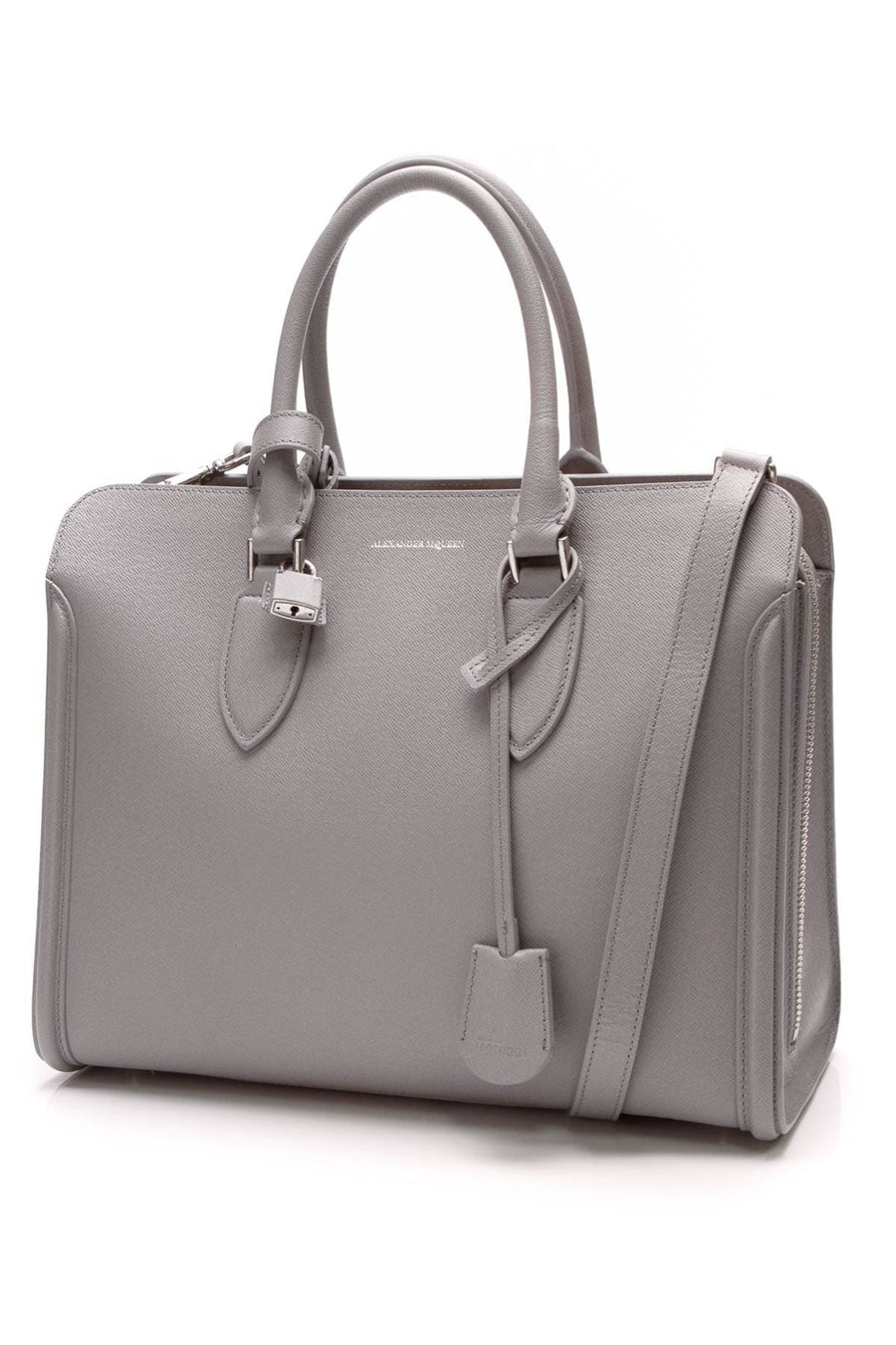 Padlock Tote Bag - Gray Saffiano