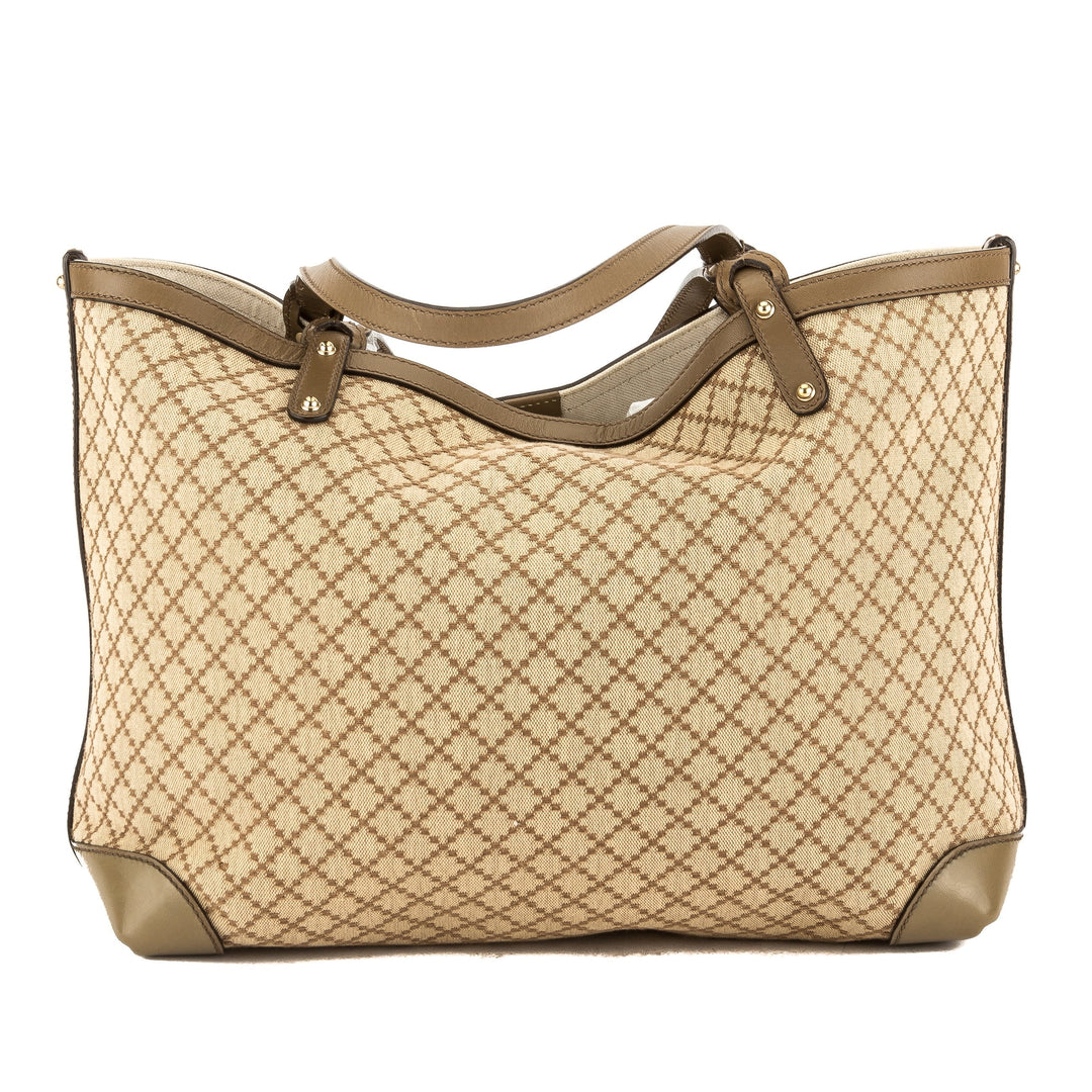G*G Beige Leather Diamante Canvas Tote Bag (Pre Owned)