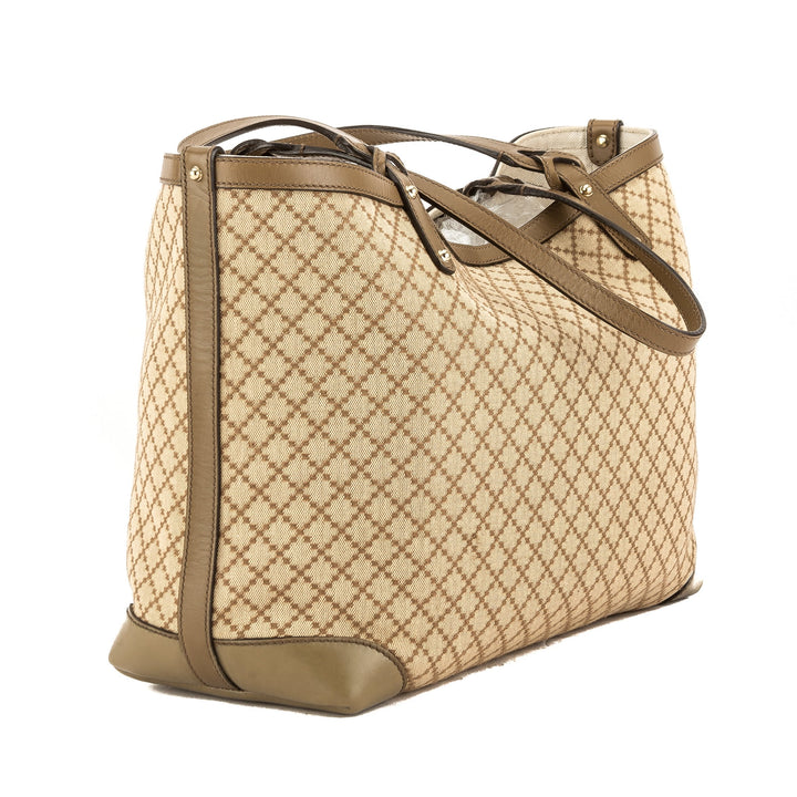 G*G Beige Leather Diamante Canvas Tote Bag (Pre Owned)