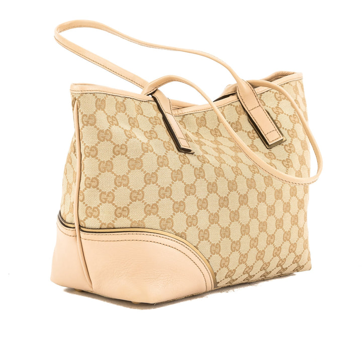 G*G Beige Leather GG Jacquard Canvas G*Gsima Britt Tote (Pre Owned)