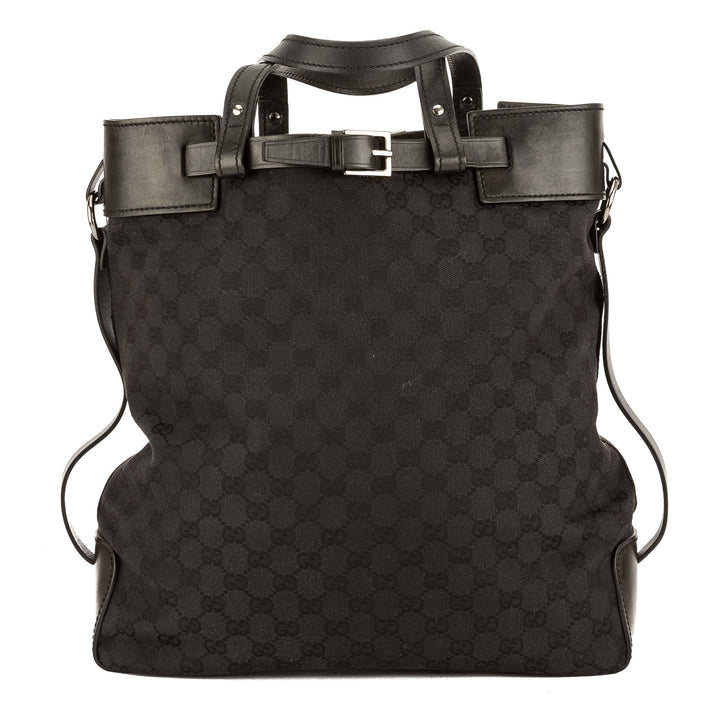 G*G Brown Leather GG Monogram Canvas Tote Bag (Pre Owned)