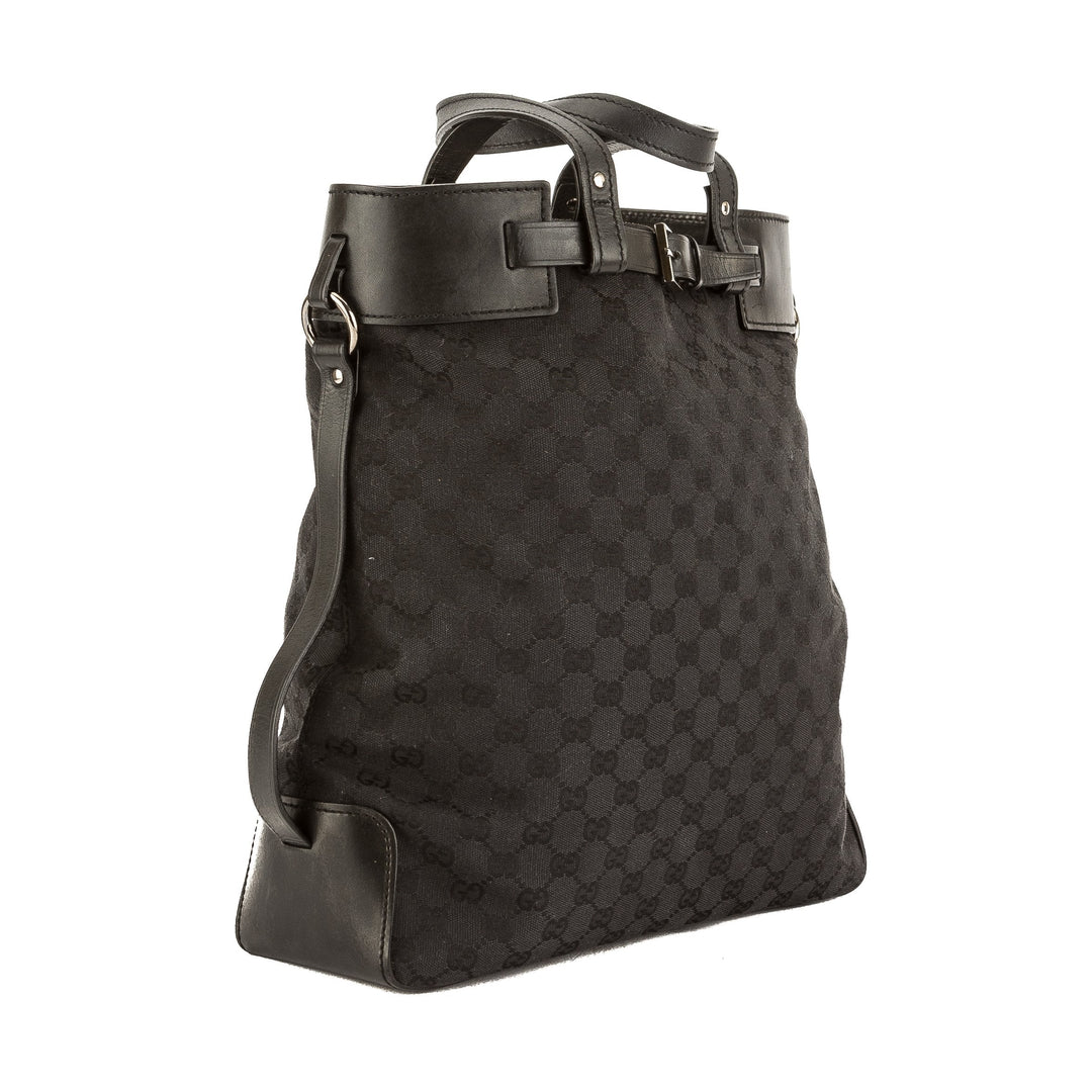 G*G Brown Leather GG Monogram Canvas Tote Bag (Pre Owned)