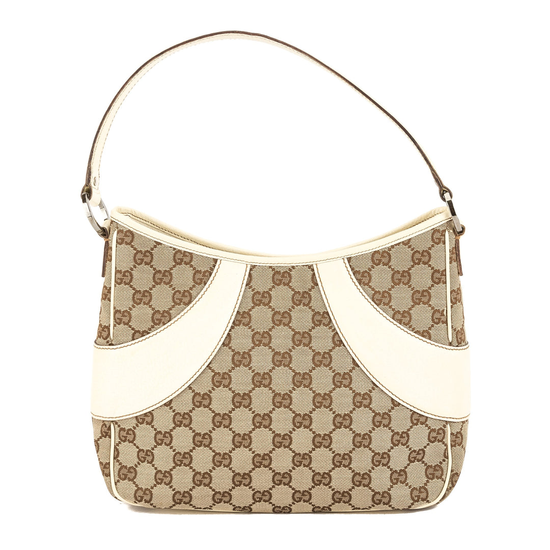 G*G White Leather GG Monogram Canvas Tote Bag (Pre Owned)