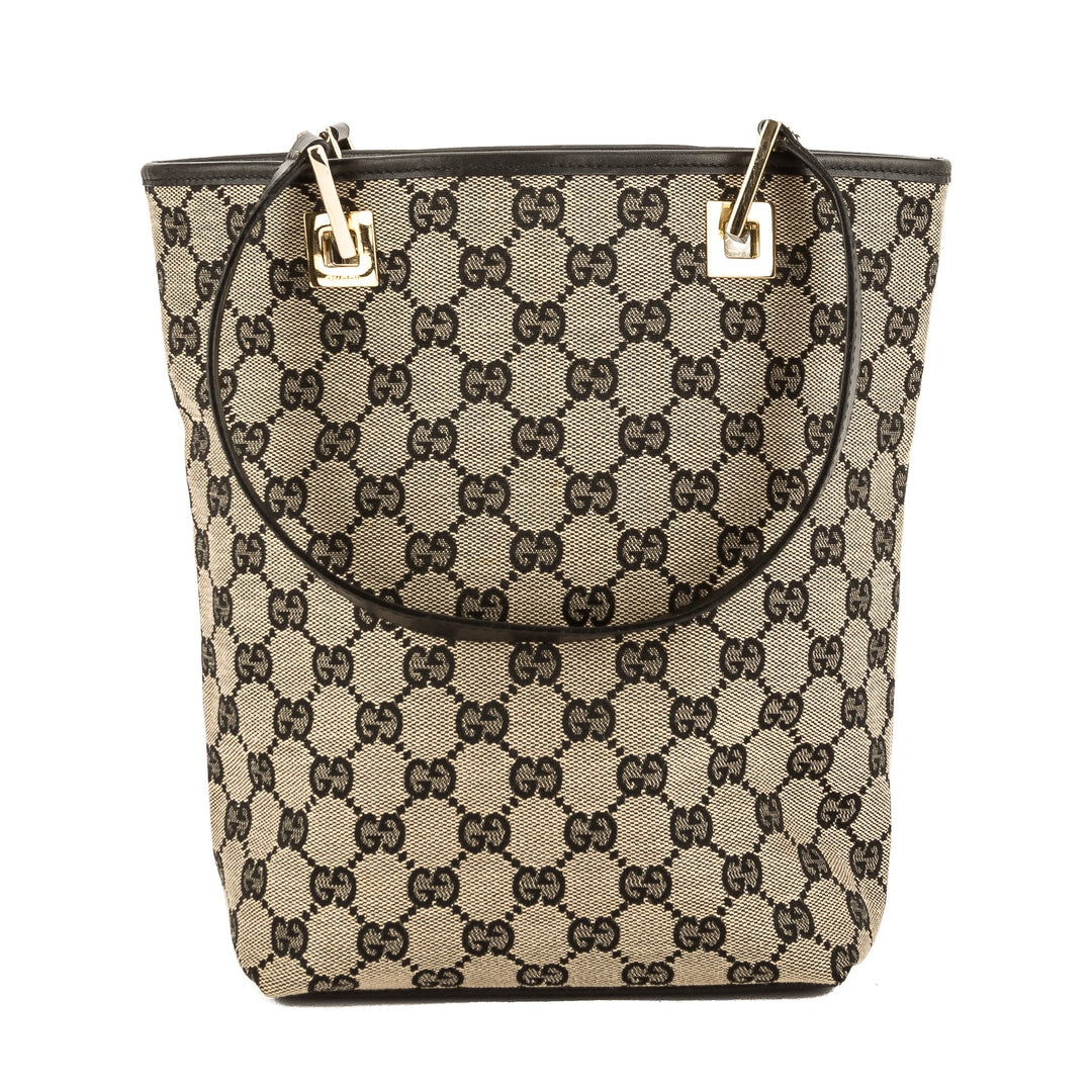 G*G Black Leather GG Monogram Canvas G*Gsima Tote Bag (Pre Owned)