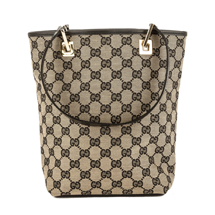 G*G Black Leather GG Monogram Canvas G*Gsima Tote Bag (Pre Owned)