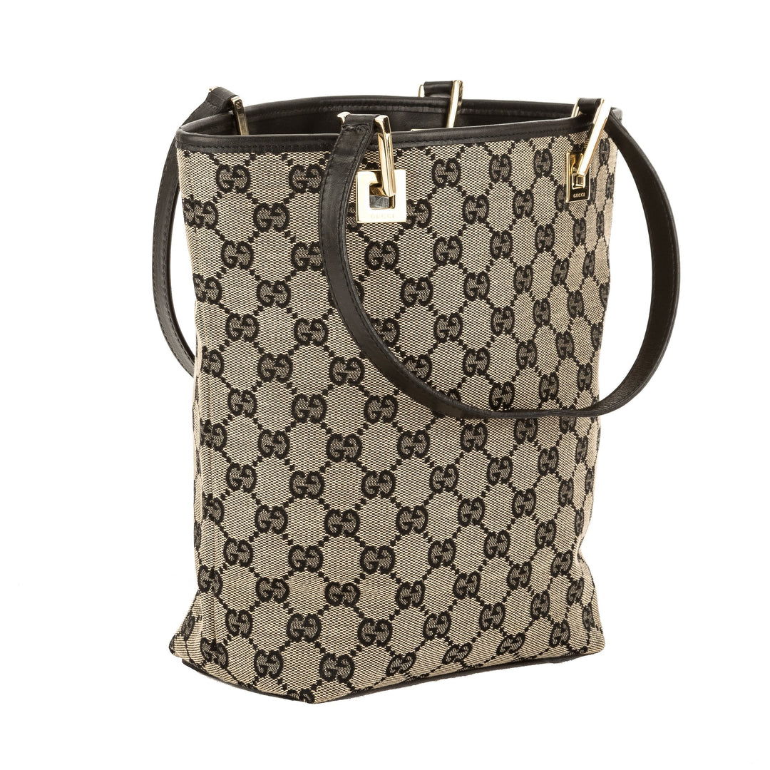 G*G Black Leather GG Monogram Canvas G*Gsima Tote Bag (Pre Owned)
