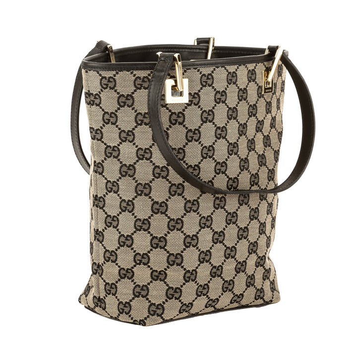 G*G Black Leather GG Monogram Canvas G*Gsima Tote Bag (Pre Owned)