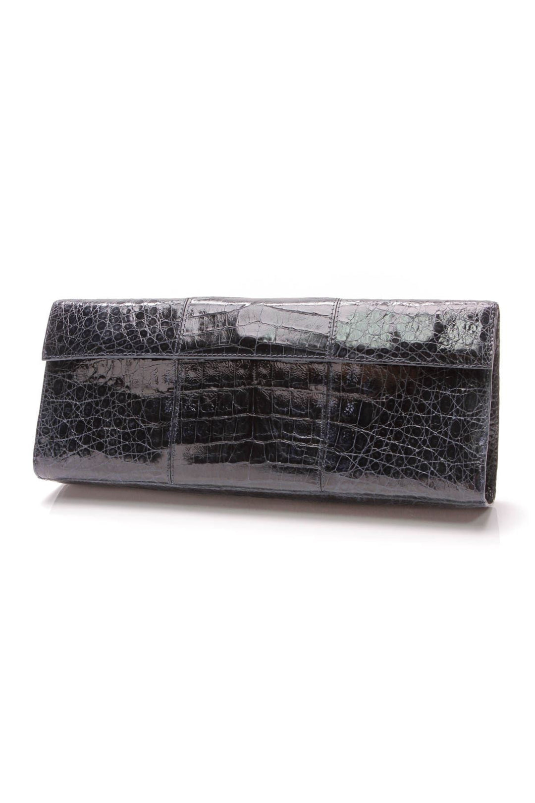 Crocodile Fold Over Clutch - Dark Blue