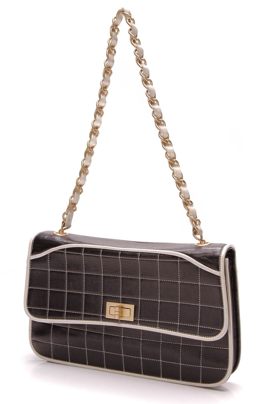 Square Quilted Flap Bag - Black/White