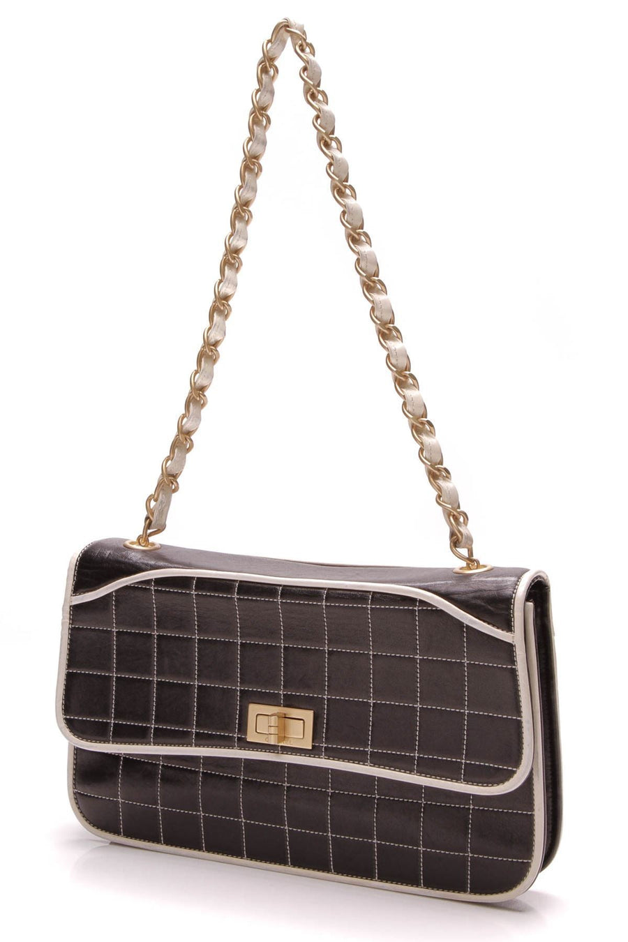Square Quilted Flap Bag - Black/White