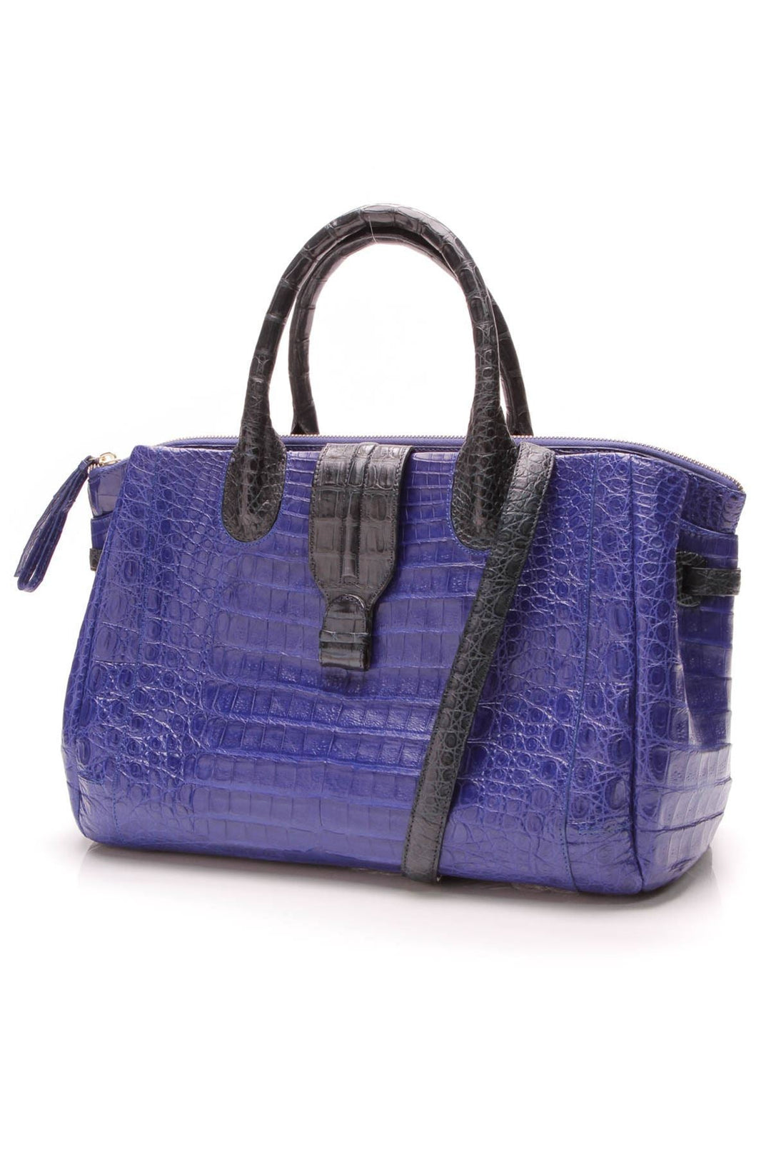 Christina Medium Tote Bag - Blue Crocodile