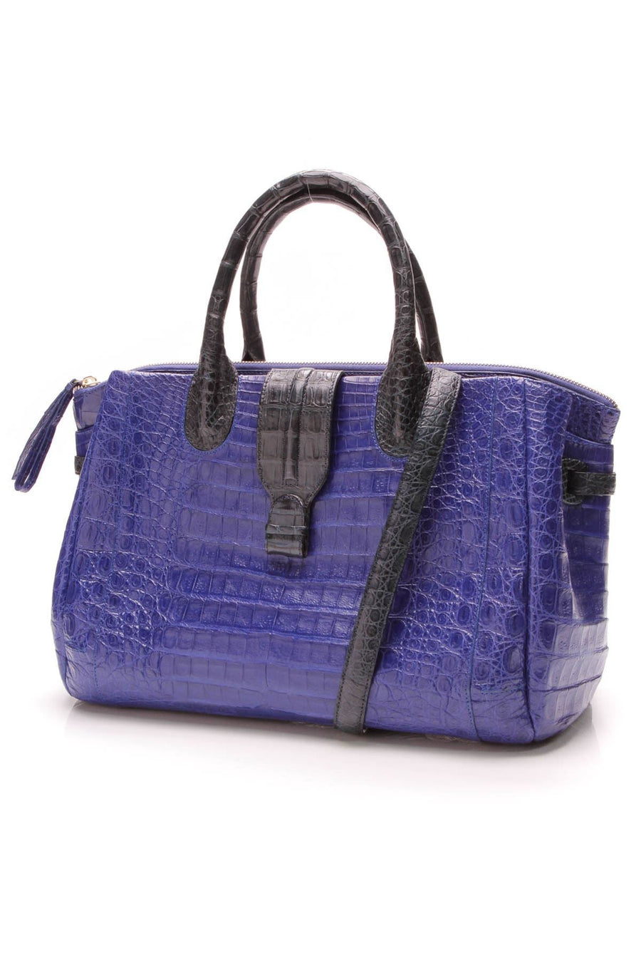 Christina Medium Tote Bag - Blue Crocodile