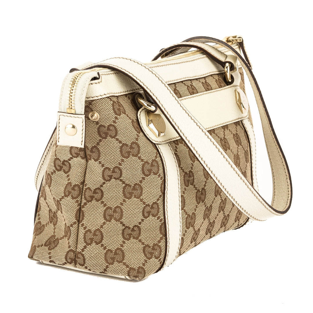 G*G Ivory Leather GG Monogram Canvas Tote Bag (Pre Owned)