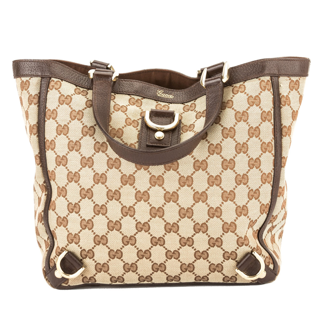 G*G Purple Leather GG Monogram Canvas Abbey D-Ring Tote (Pre Owned)