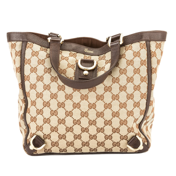 G*G Purple Leather GG Monogram Canvas Abbey D-Ring Tote (Pre Owned)
