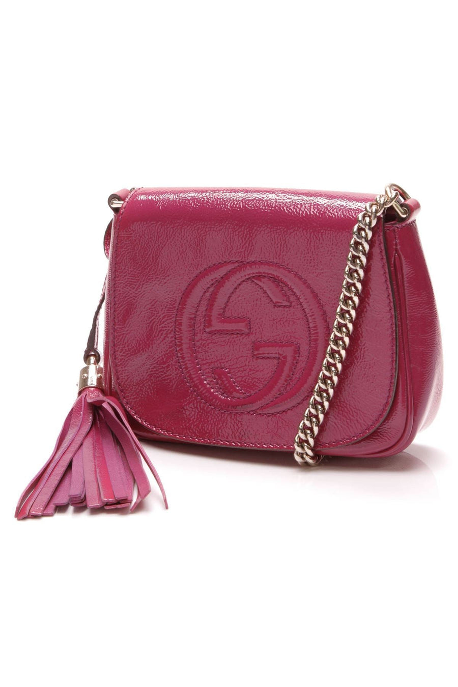 Soho Chain Crossbody Bag - Fuchsia Patent