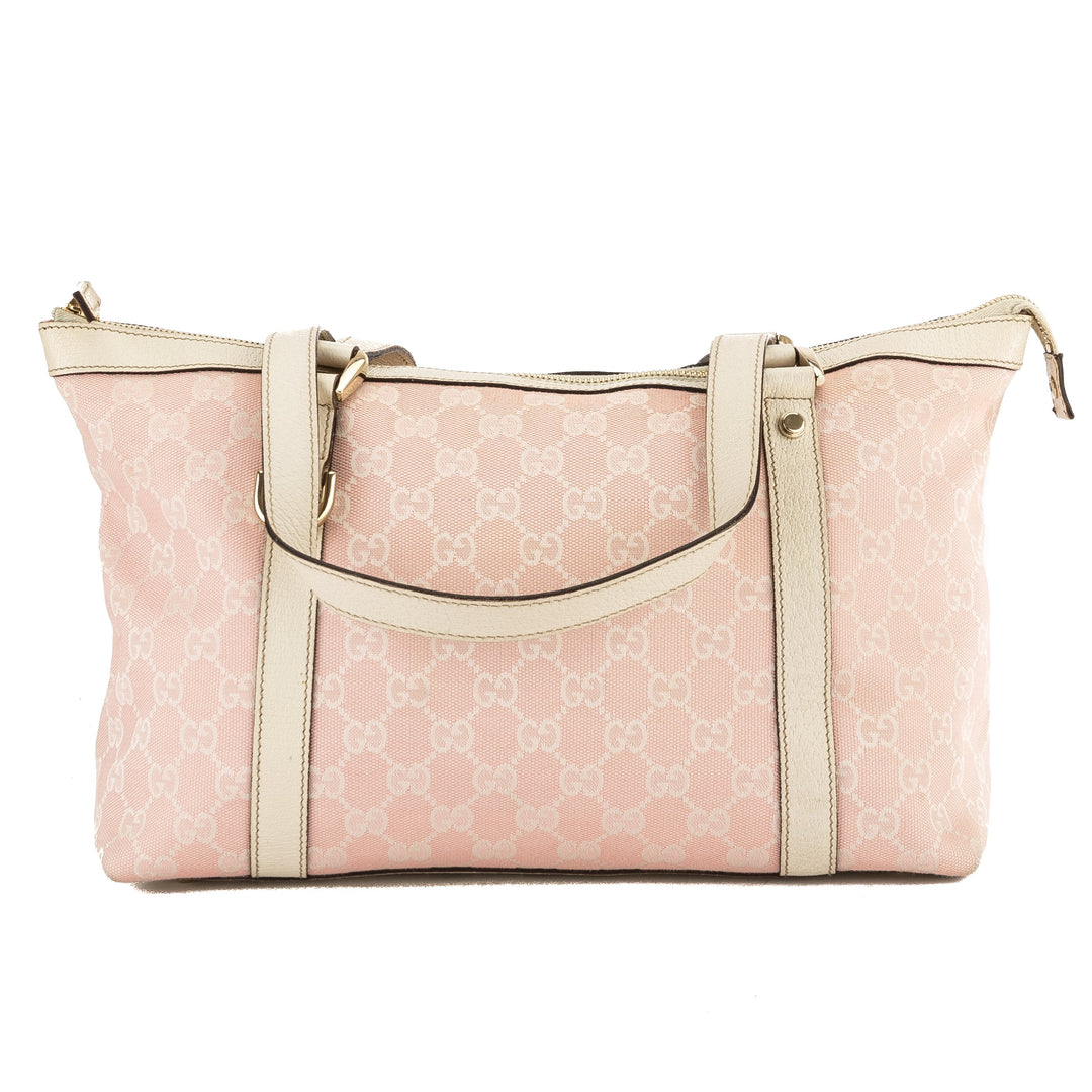 G*G Pink and White GG Monogram Canvas Medium Abbey Tote Bag (Pre Owned)