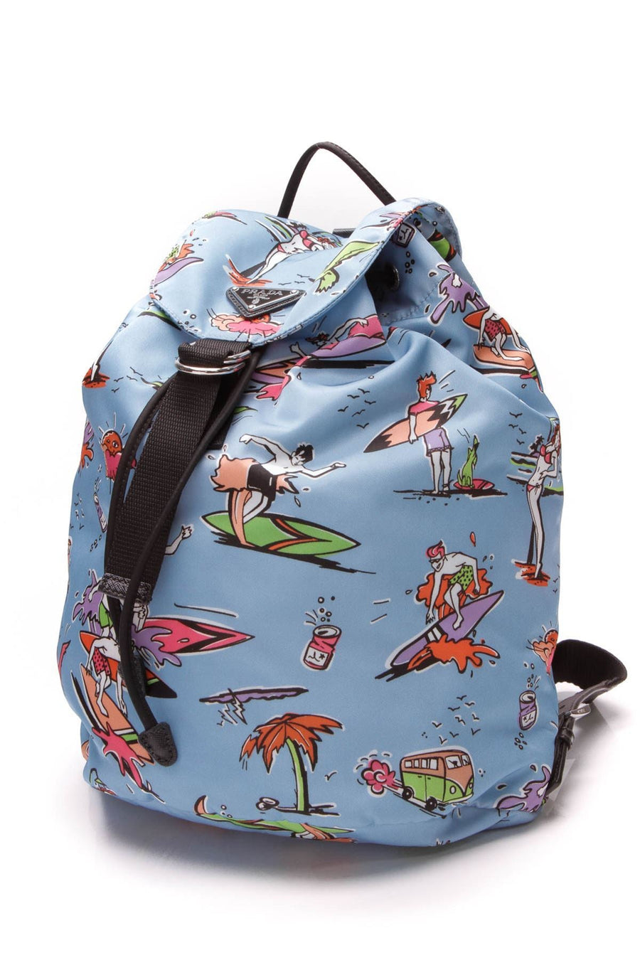 Surfer Print Tessuto Backpack - Blue Nylon