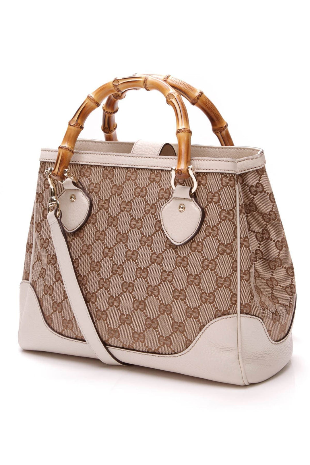 Diana Bamboo Top Handle Tote Bag - GG Canvas