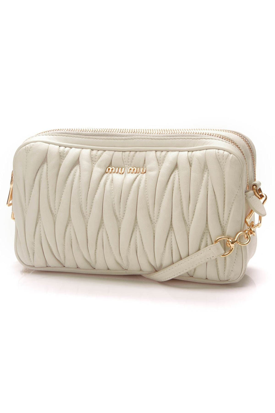 Matelasse Double Zip Crossbody Bag - White
