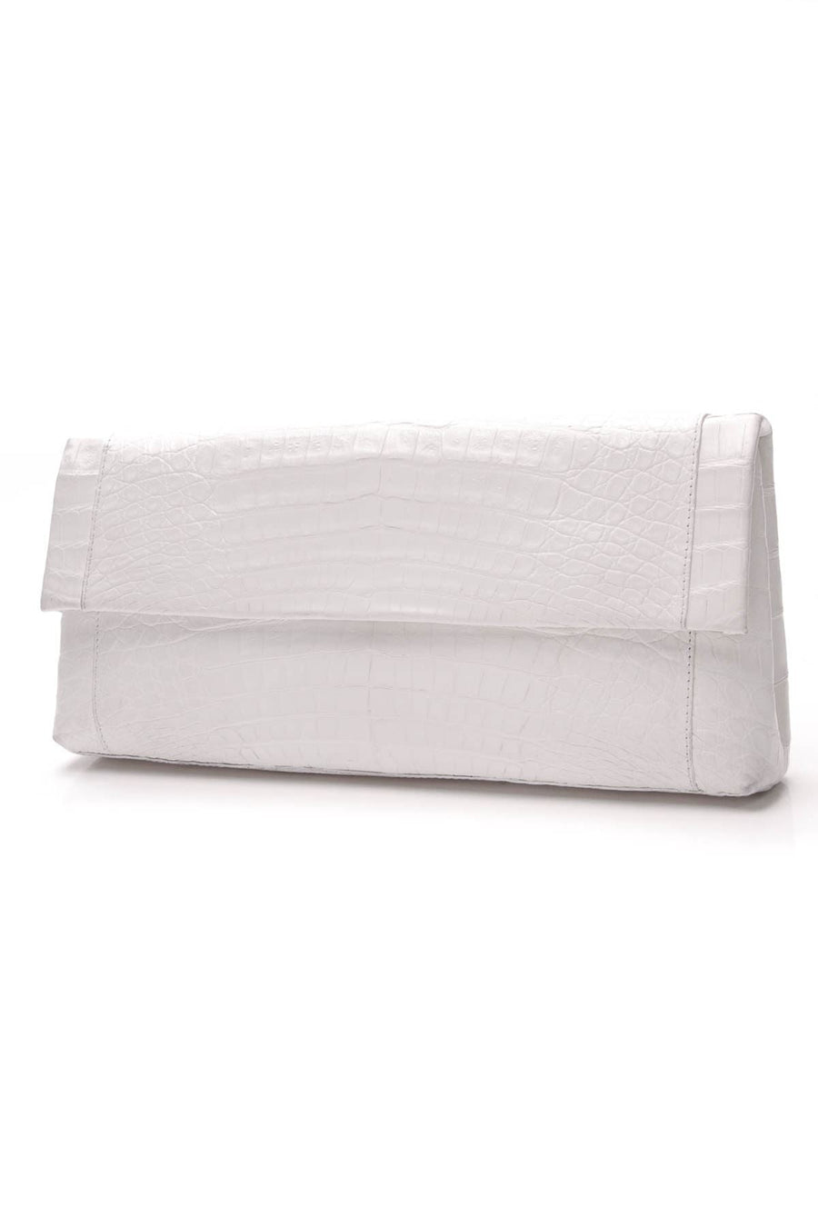 Crocodile Gotham Large Clutch - White