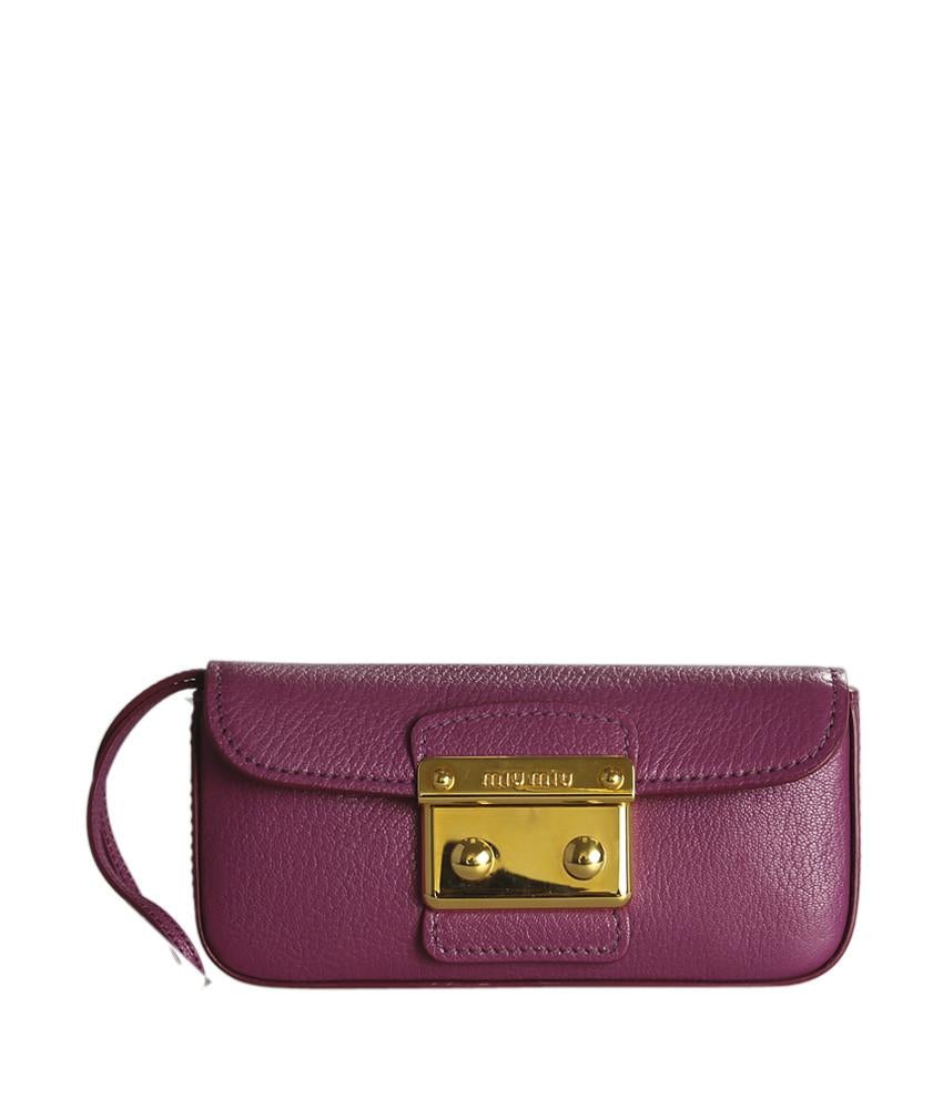 Miu Miu Madras Purple Leather Clutch
