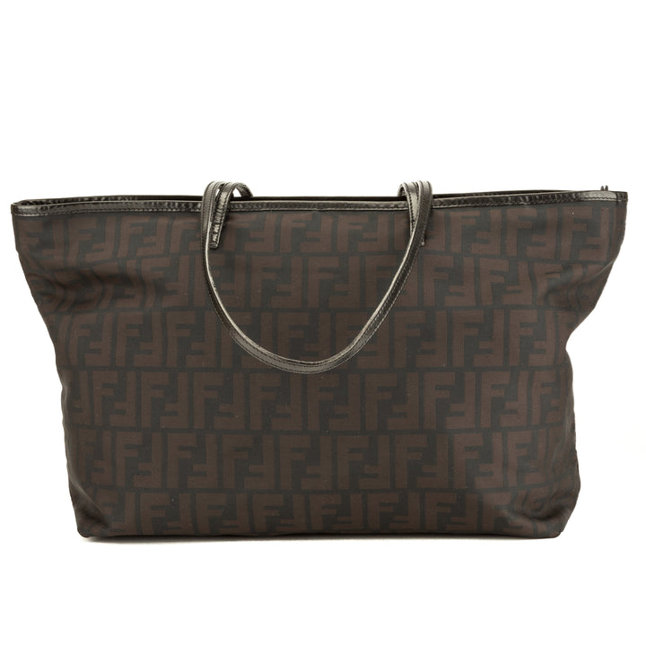 Fendi Brown Leather Zucca Nylon Large Tote (3912023)