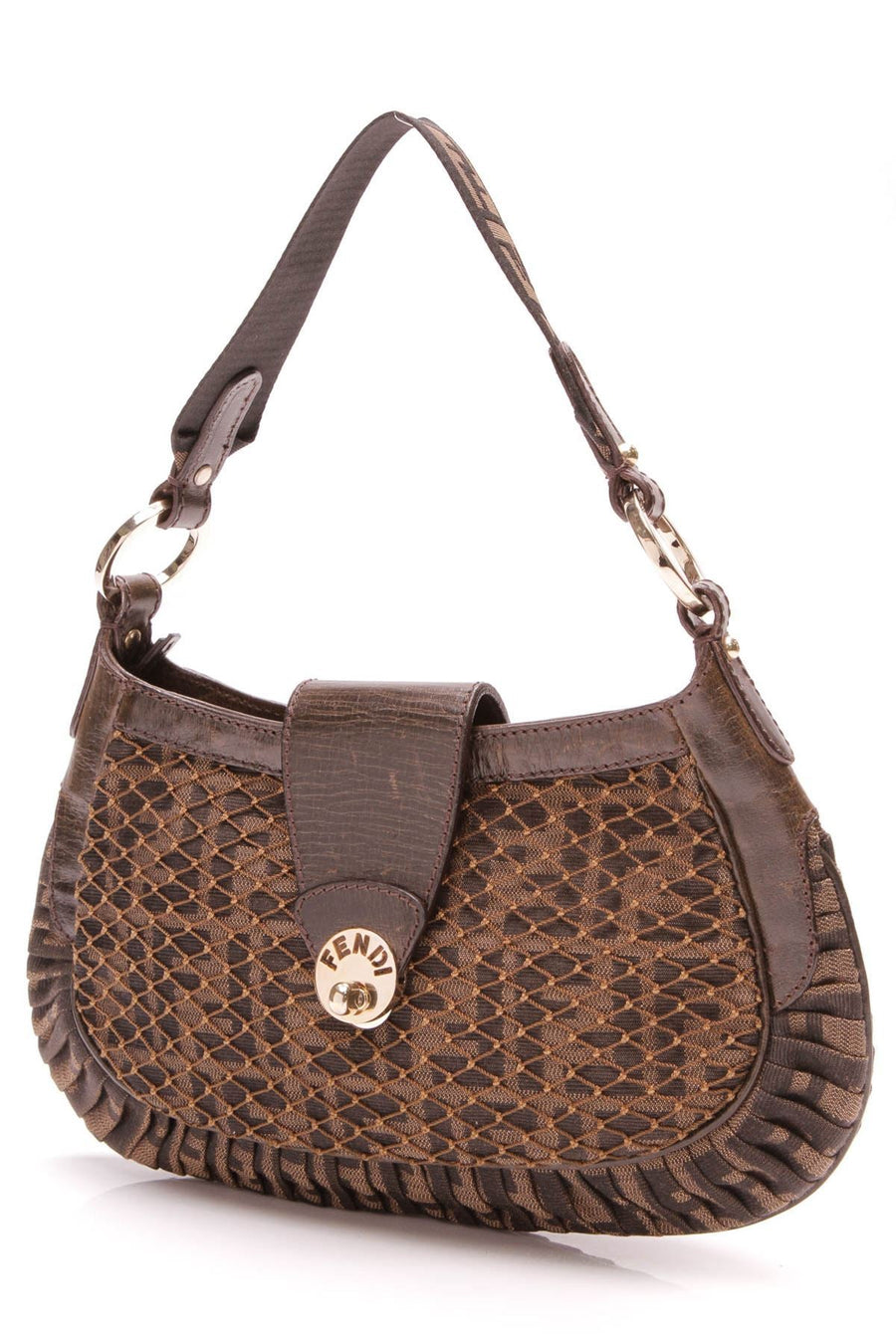 Plisse Feuille Small Shoulder Bag - Tobacco Zucca