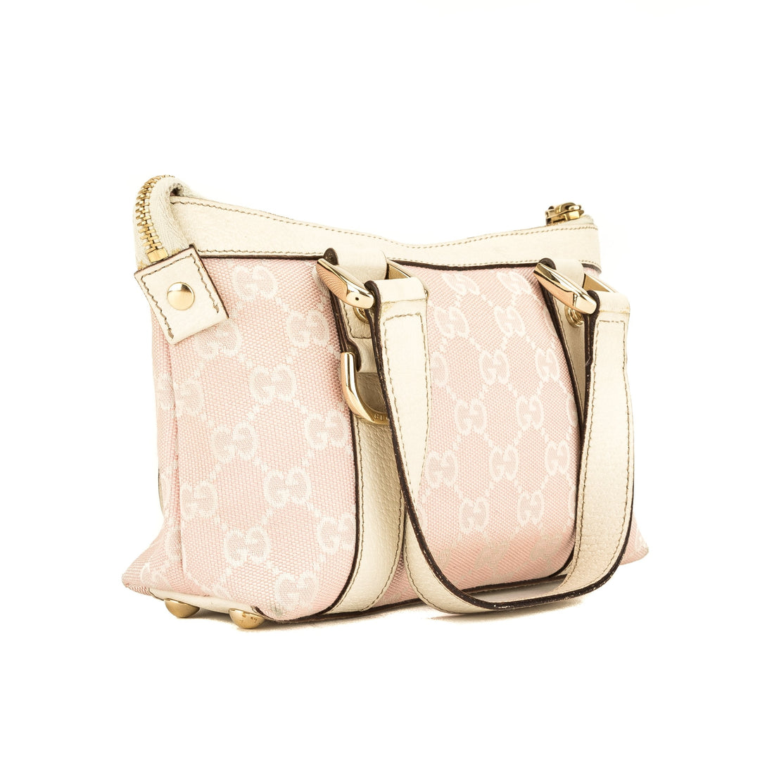 G*G Pink and White GG Monogram Small Abbey Tote (3956013)